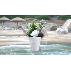 Ghiveci decorativ de flori rotund,Alb,34.5x38.5 cm Sand