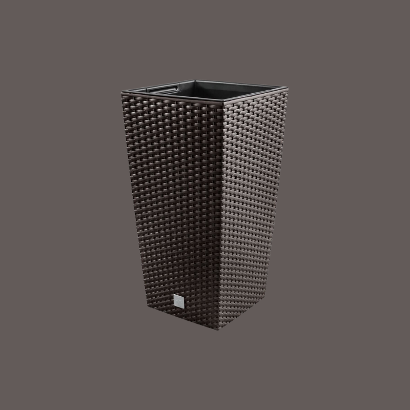 Ghivece decorative de flori, Prosperplast, Rato, imitatie ratan, patrat, 22.5x22.5x42.1 cm