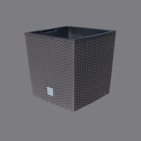 Ghiveci decorativ de flori, patrat 40x40x40.8 cm, imitatie ratan, maro, Rato