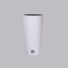 Ghiveci de flori,rotund inalt, 64 L, imitatie ratan, alb, 40x76.3 cm